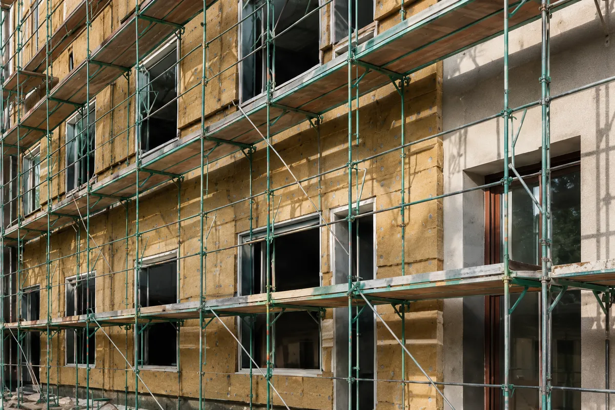 Bestandssanierung – eingerüstete Fassade